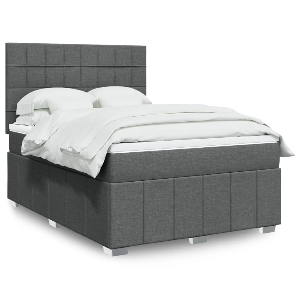 Boxspring met matras stof donkergrijs 140x200 cm is nu te koop bij PeponiXL, paradijselijk wonen!