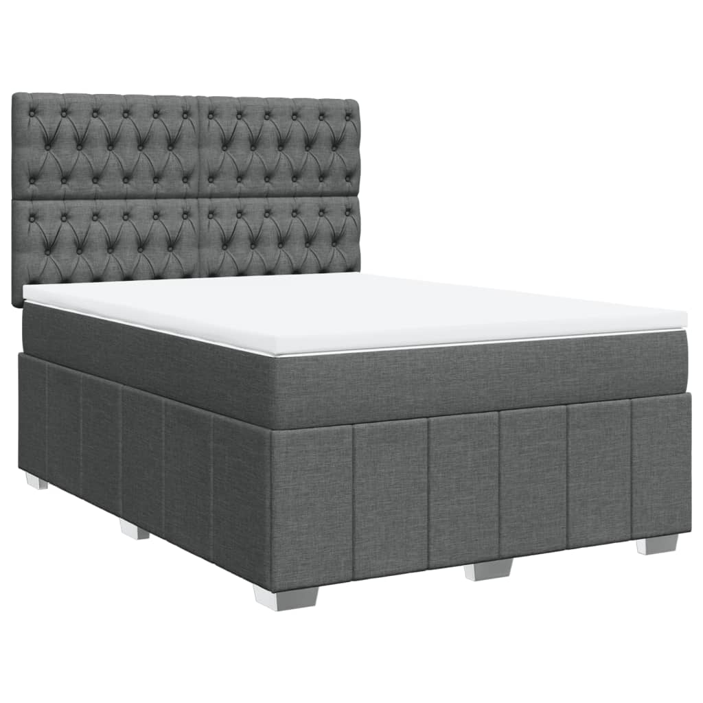 Boxspring met matras stof donkergrijs 140x200 cm is nu te koop bij PeponiXL, paradijselijk wonen!