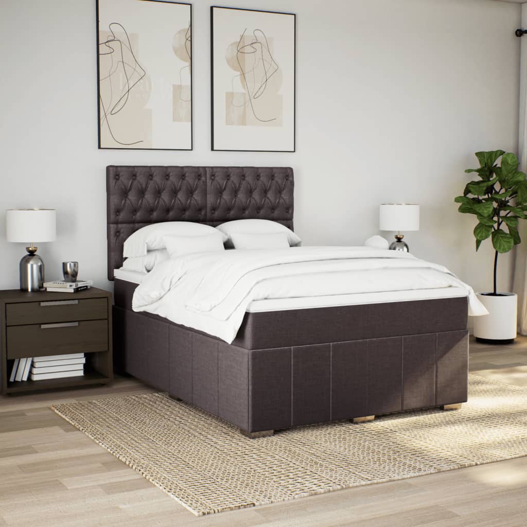 Boxspring met matras stof donkerbruin 140x200 cm is nu te koop bij PeponiXL, paradijselijk wonen!