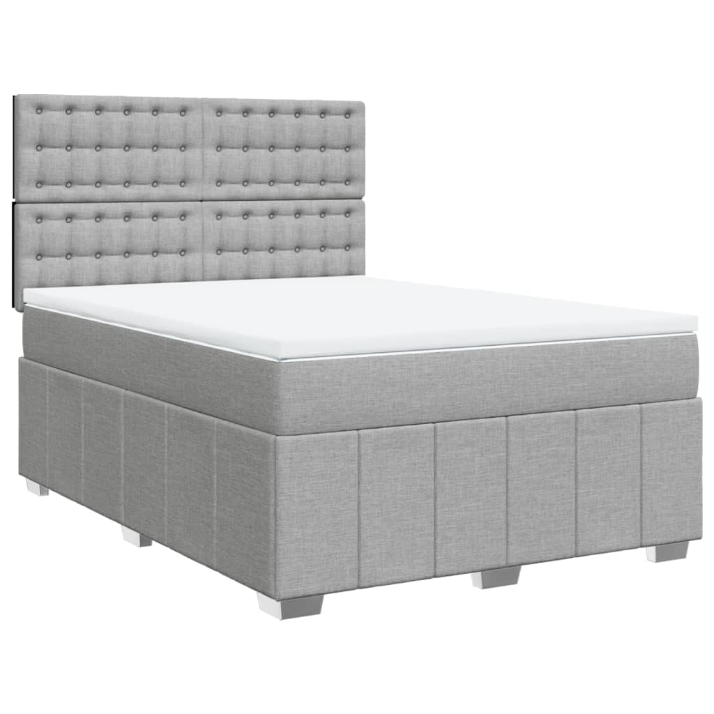 Boxspring met matras stof lichtgrijs 140x200 cm is nu te koop bij PeponiXL, paradijselijk wonen!