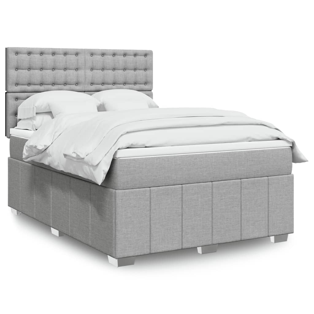 Boxspring met matras stof lichtgrijs 140x200 cm is nu te koop bij PeponiXL, paradijselijk wonen!