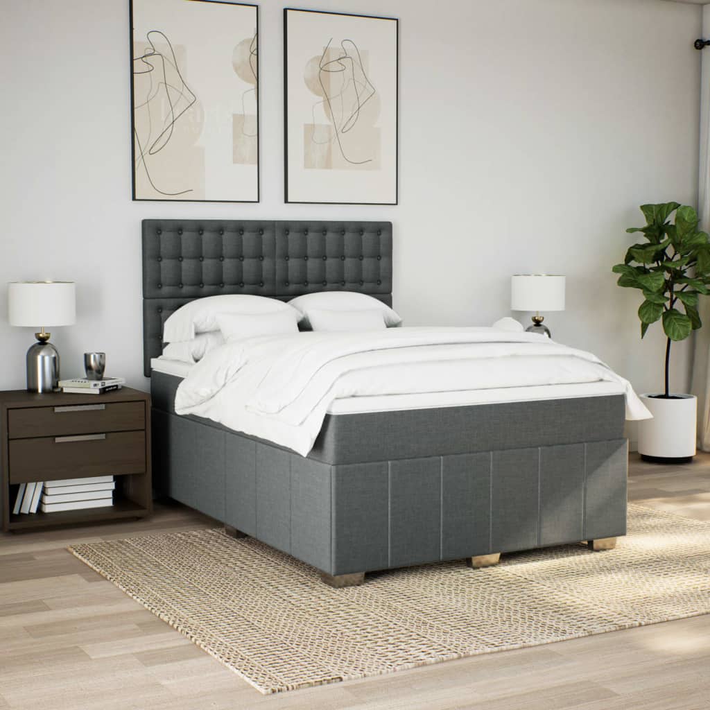Boxspring met matras stof donkergrijs 140x200 cm is nu te koop bij PeponiXL, paradijselijk wonen!