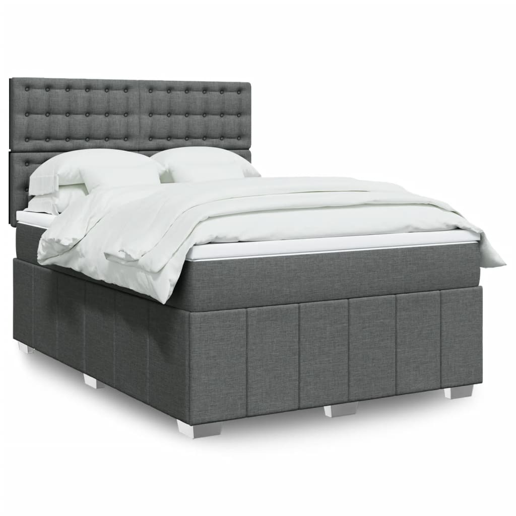 Boxspring met matras stof donkergrijs 140x200 cm is nu te koop bij PeponiXL, paradijselijk wonen!