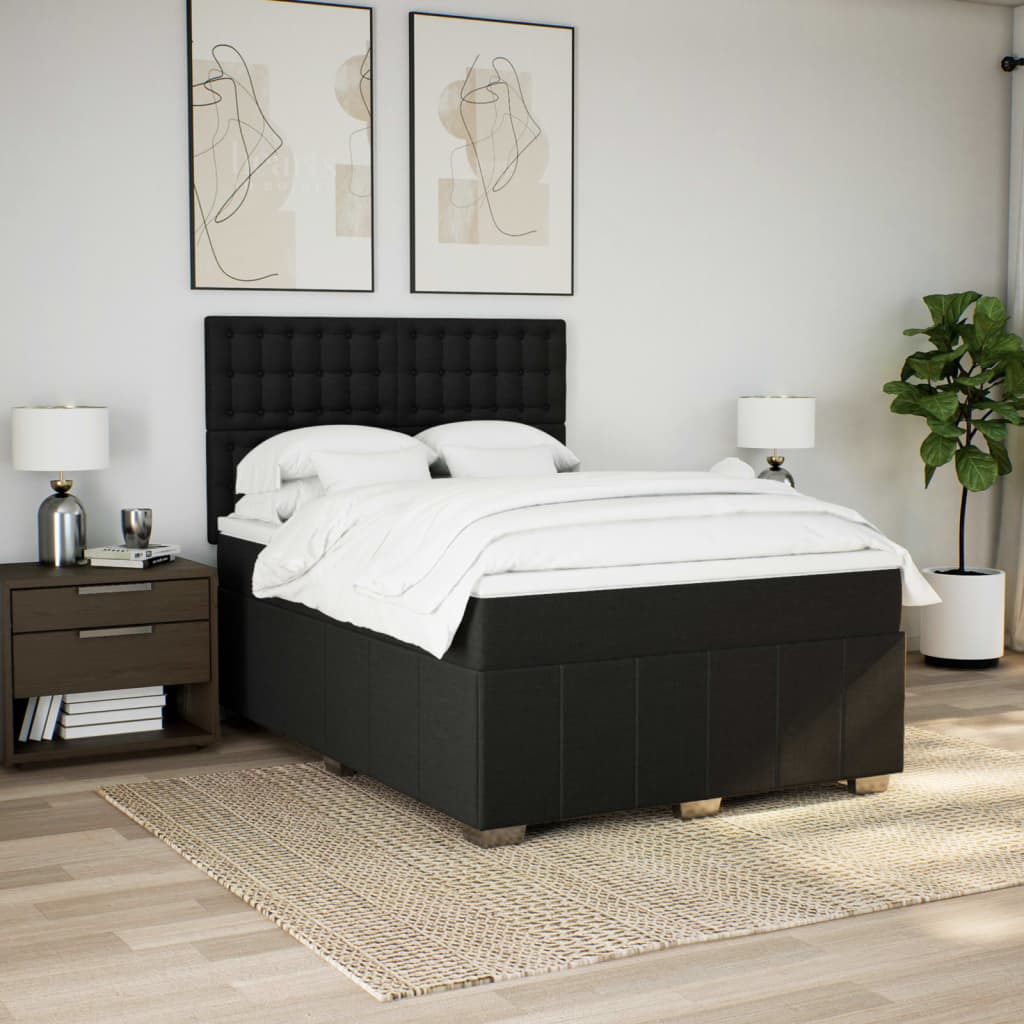 Boxspring met matras stof zwart 140x200 cm is nu te koop bij PeponiXL, paradijselijk wonen!