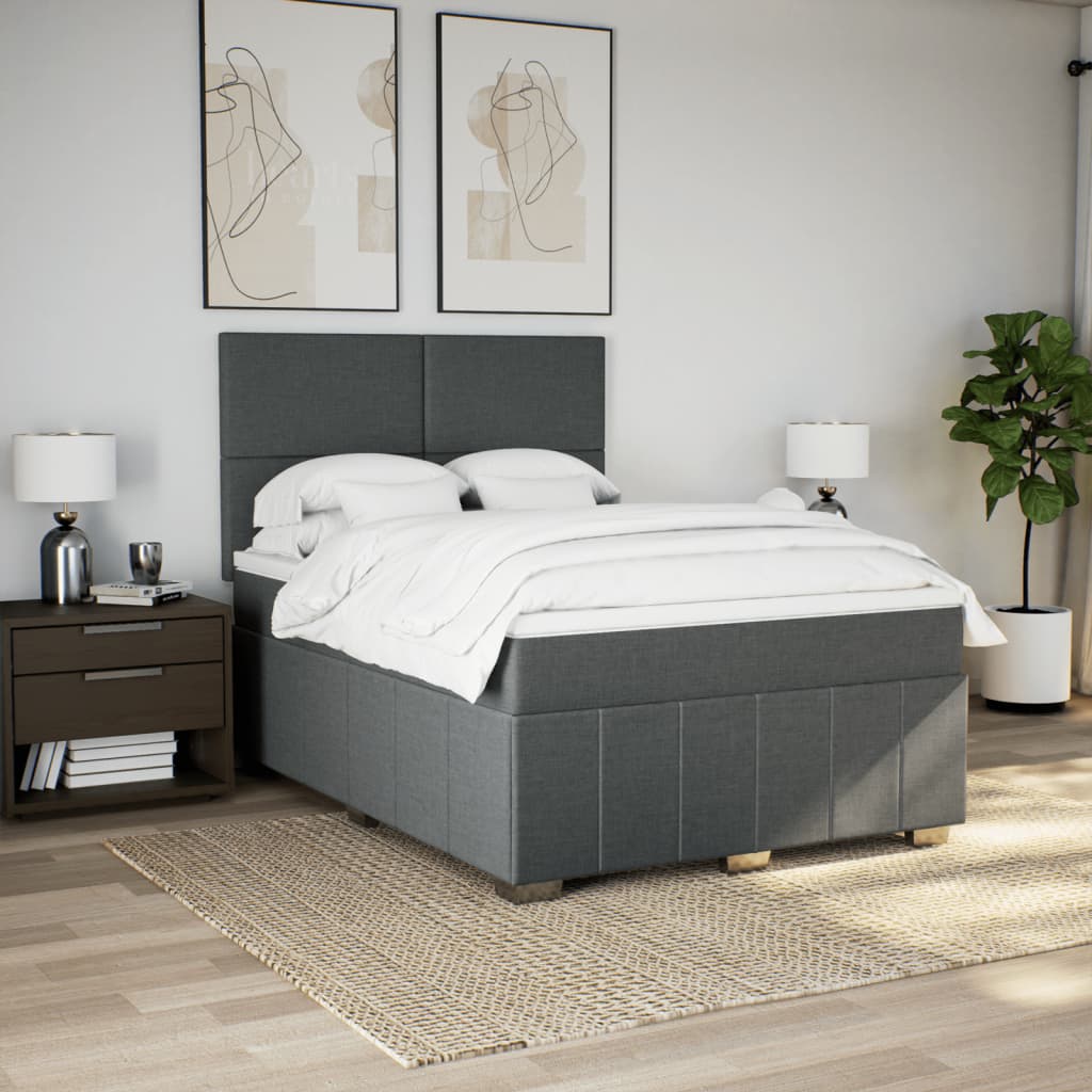 Boxspring met matras stof donkergrijs 160x200 cm is nu te koop bij PeponiXL, paradijselijk wonen!