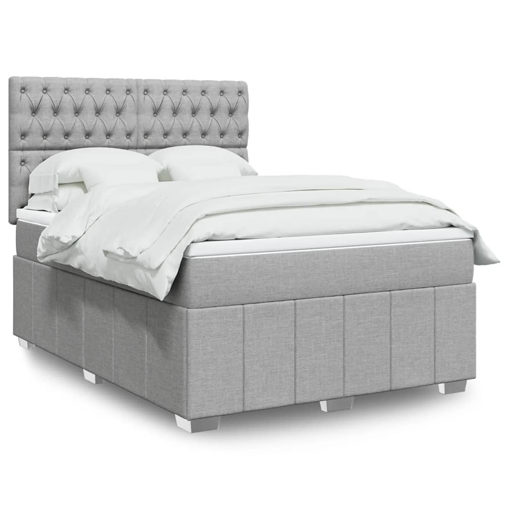 Boxspring met matras stof lichtgrijs 160x200 cm is nu te koop bij PeponiXL, paradijselijk wonen!