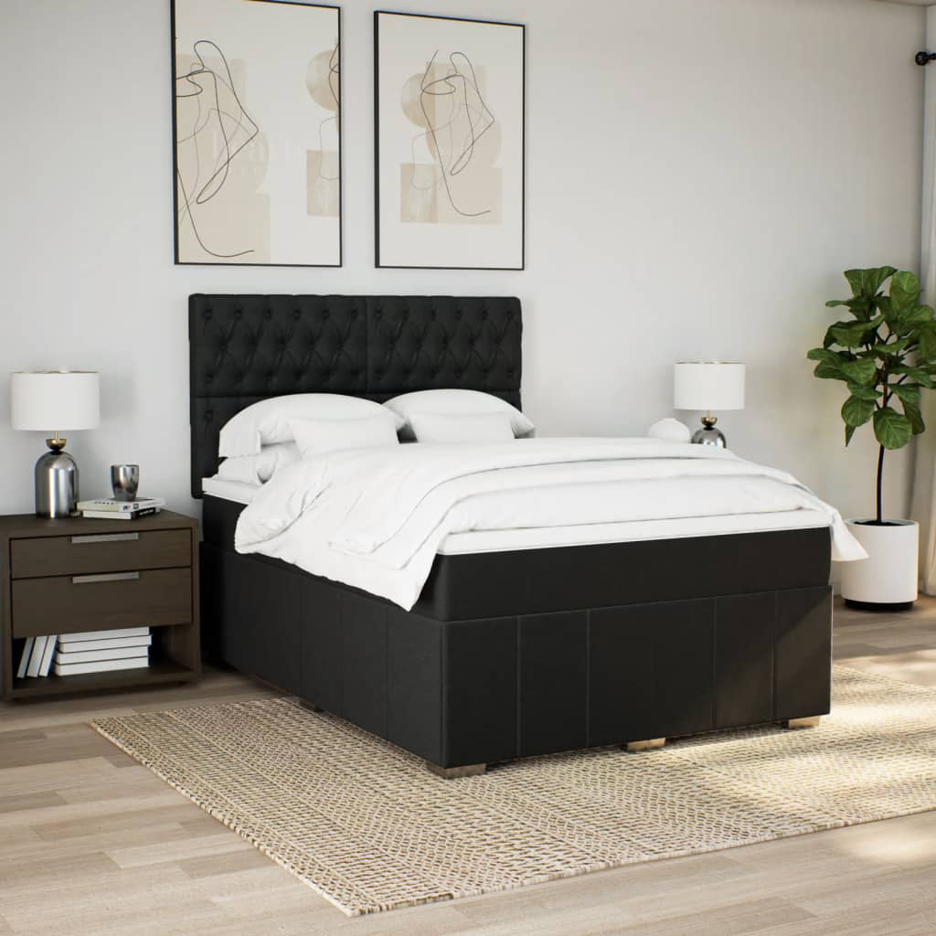 Boxspring met matras stof zwart 160x200 cm is nu te koop bij PeponiXL, paradijselijk wonen!