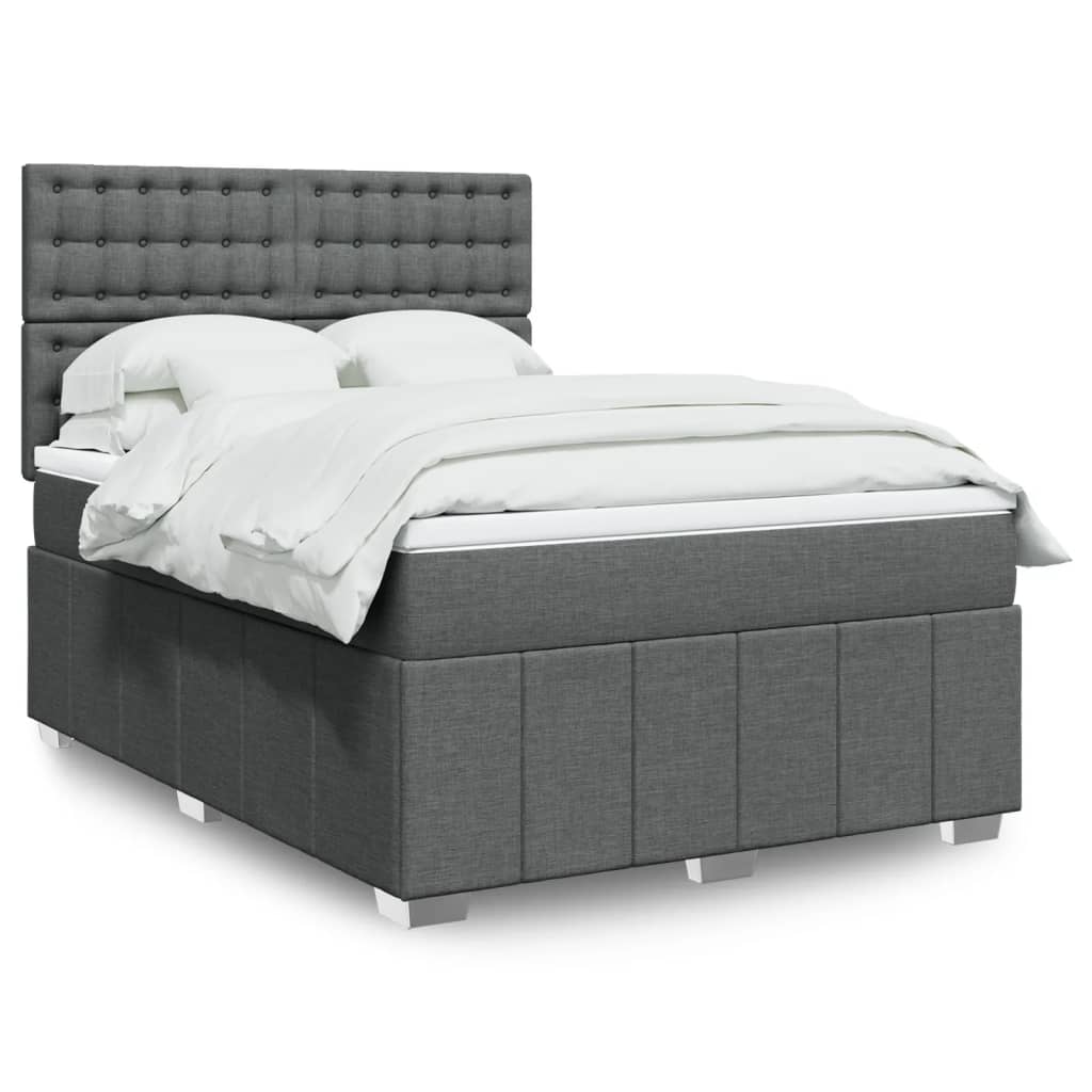 Boxspring met matras stof donkergrijs 160x200 cm is nu te koop bij PeponiXL, paradijselijk wonen!