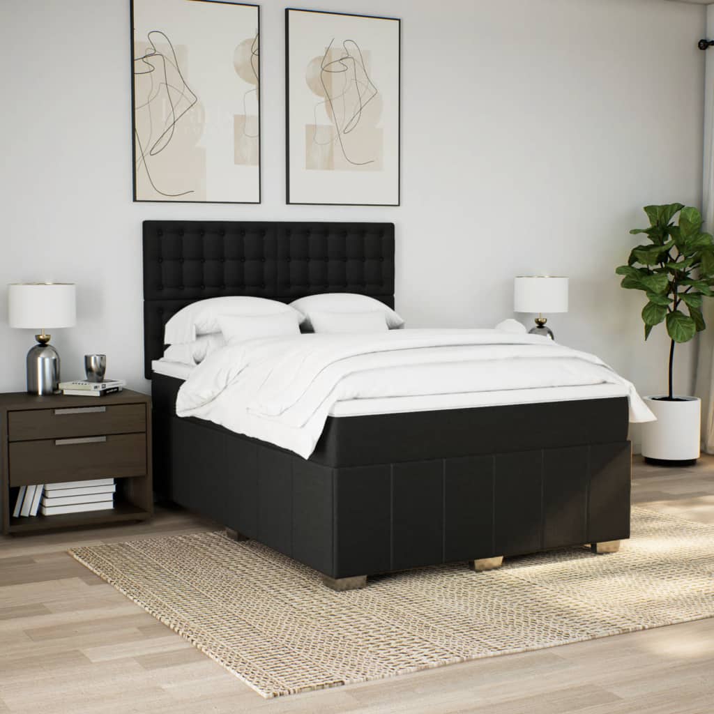 Boxspring met matras stof zwart 160x200 cm is nu te koop bij PeponiXL, paradijselijk wonen!