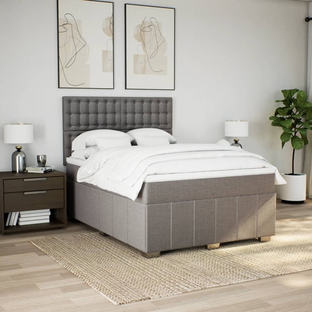 Boxspring met matras stof taupe 160x200 cm is nu te koop bij PeponiXL, paradijselijk wonen!