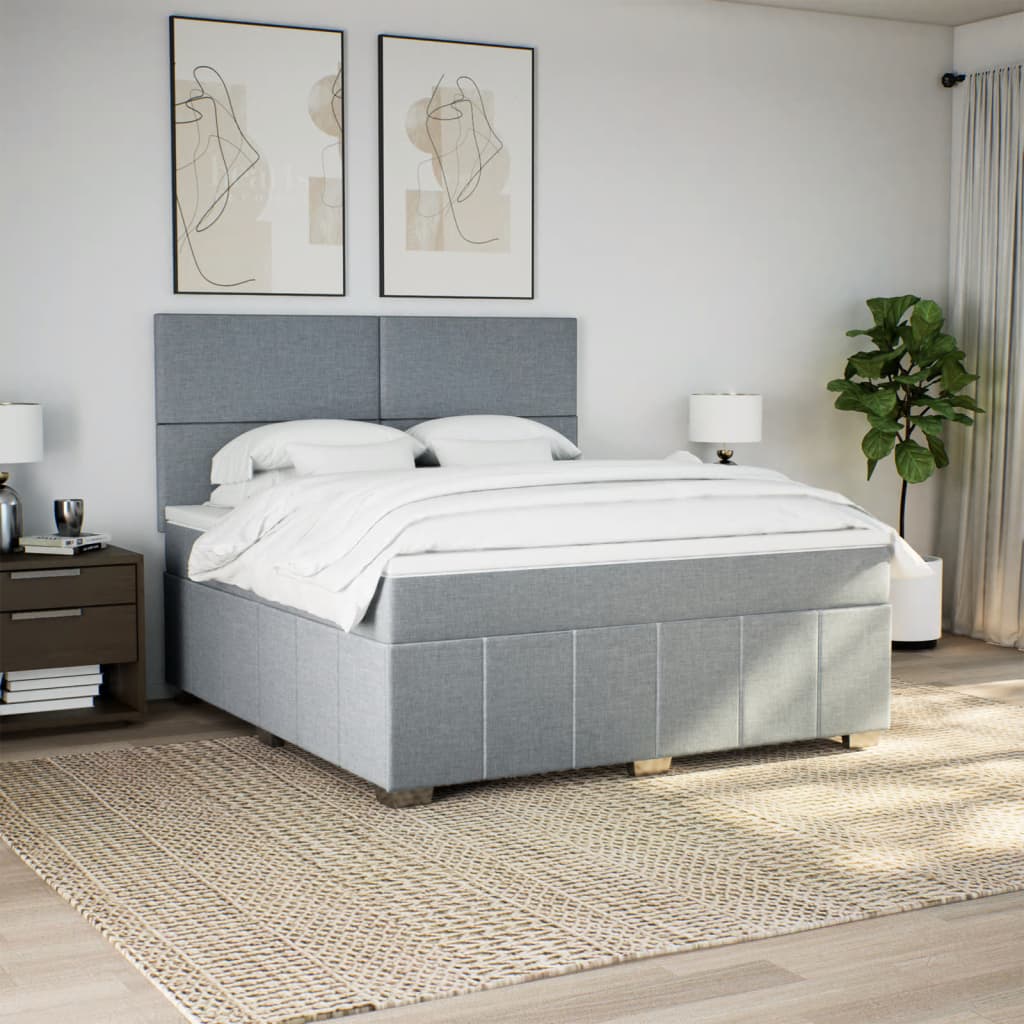 Boxspring met matras stof lichtgrijs 180x200 cm is nu te koop bij PeponiXL, paradijselijk wonen!