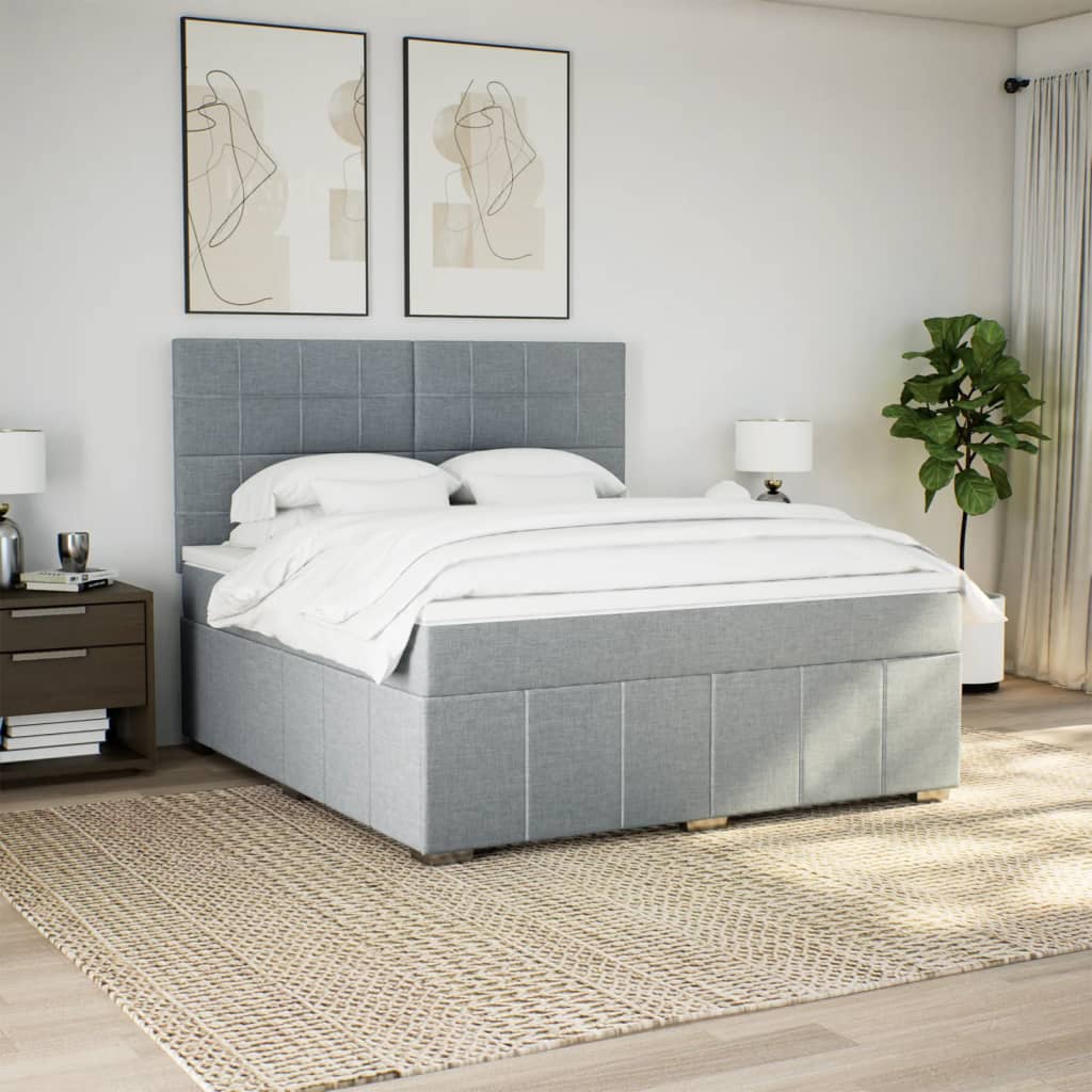 Boxspring met matras stof lichtgrijs 180x200 cm is nu te koop bij PeponiXL, paradijselijk wonen!