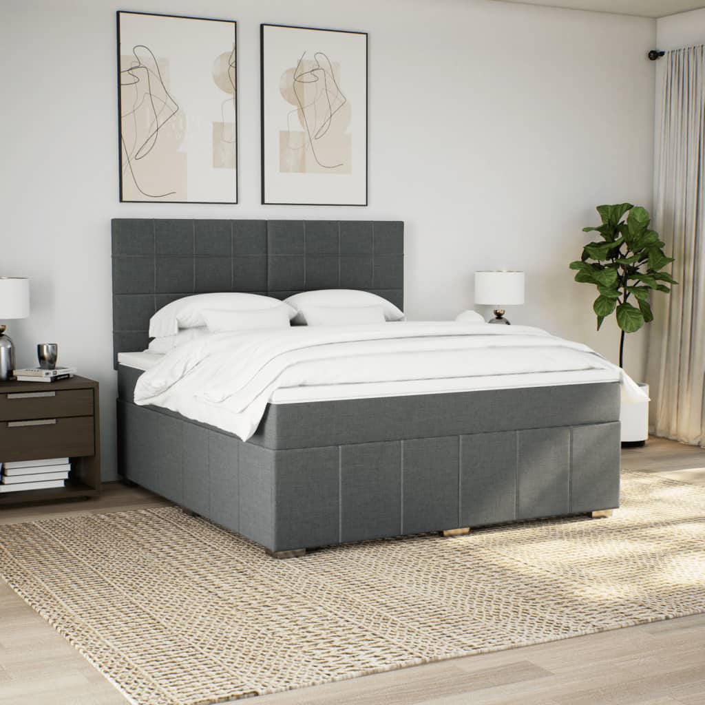 Boxspring met matras stof donkergrijs 180x200 cm is nu te koop bij PeponiXL, paradijselijk wonen!