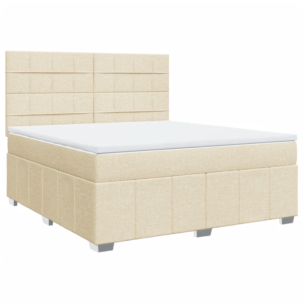 Boxspring met matras stof crèmekleurig 180x200 cm is nu te koop bij PeponiXL, paradijselijk wonen!