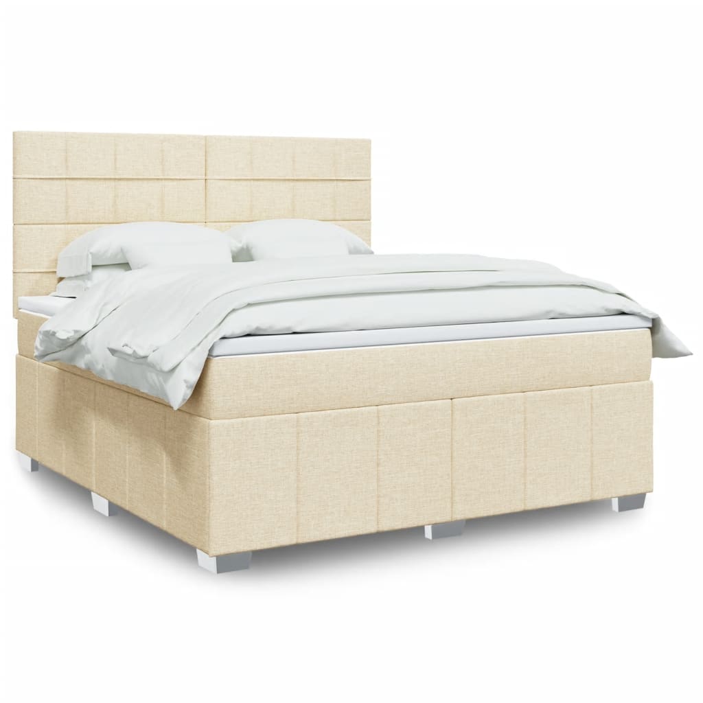 Boxspring met matras stof crèmekleurig 180x200 cm is nu te koop bij PeponiXL, paradijselijk wonen!