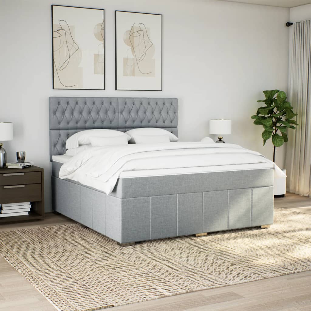 Boxspring met matras stof lichtgrijs 180x200 cm is nu te koop bij PeponiXL, paradijselijk wonen!