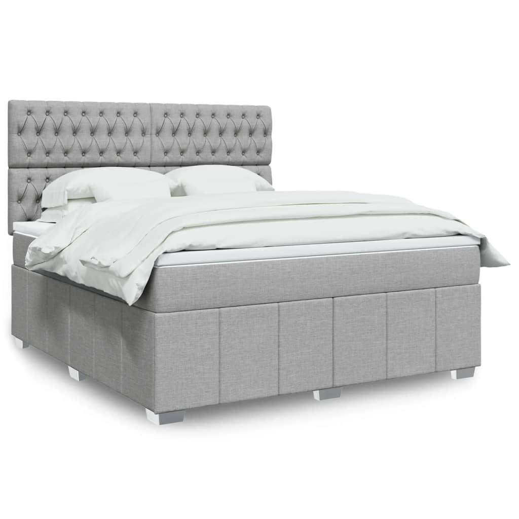 Boxspring met matras stof lichtgrijs 180x200 cm is nu te koop bij PeponiXL, paradijselijk wonen!