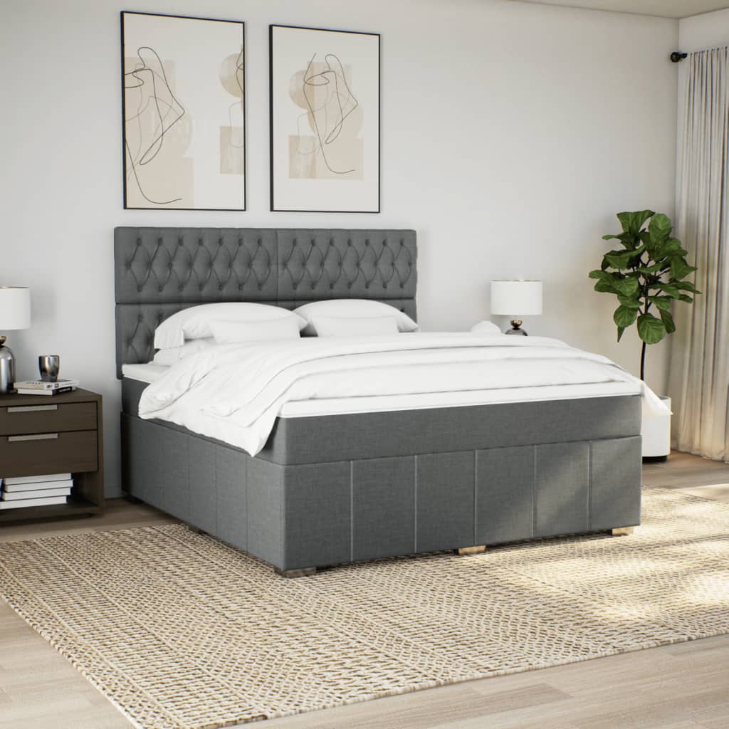 Boxspring met matras stof donkergrijs 180x200 cm is nu te koop bij PeponiXL, paradijselijk wonen!