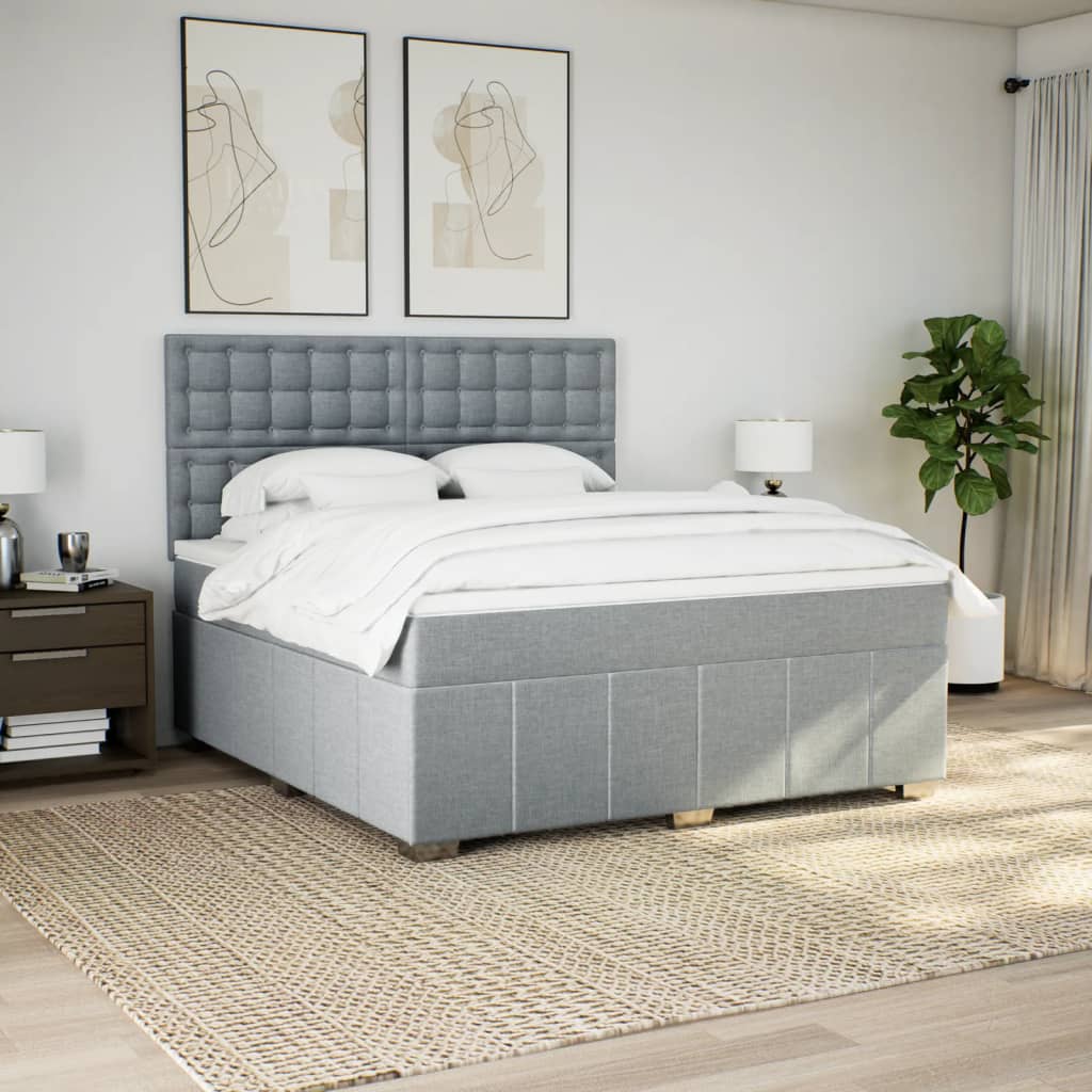Boxspring met matras stof lichtgrijs 180x200 cm is nu te koop bij PeponiXL, paradijselijk wonen!