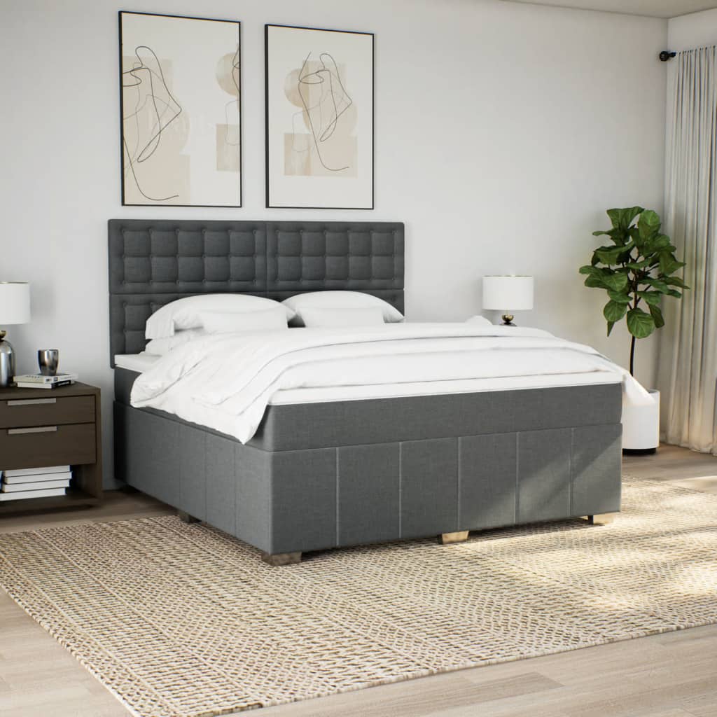 Boxspring met matras stof donkergrijs 180x200 cm is nu te koop bij PeponiXL, paradijselijk wonen!