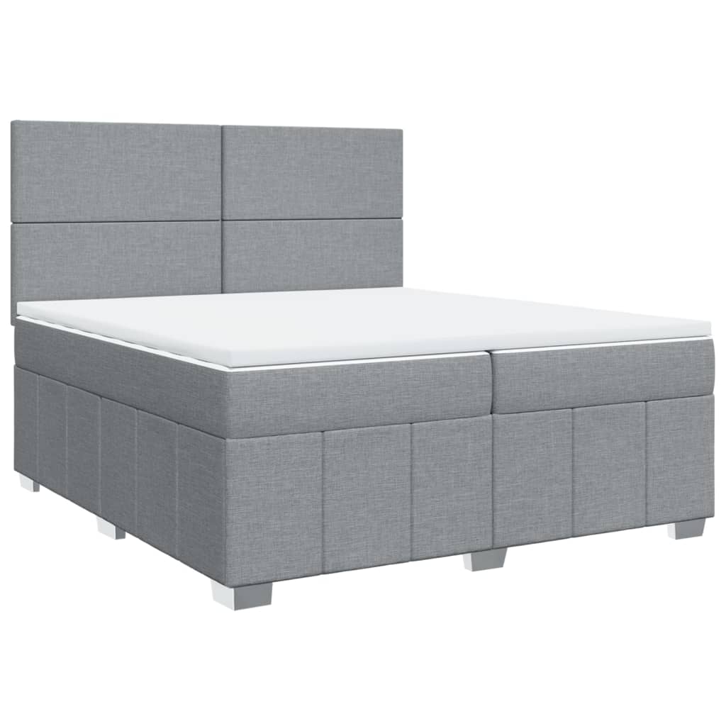 Boxspring met matras stof lichtgrijs 200x200 cm is nu te koop bij PeponiXL, paradijselijk wonen!