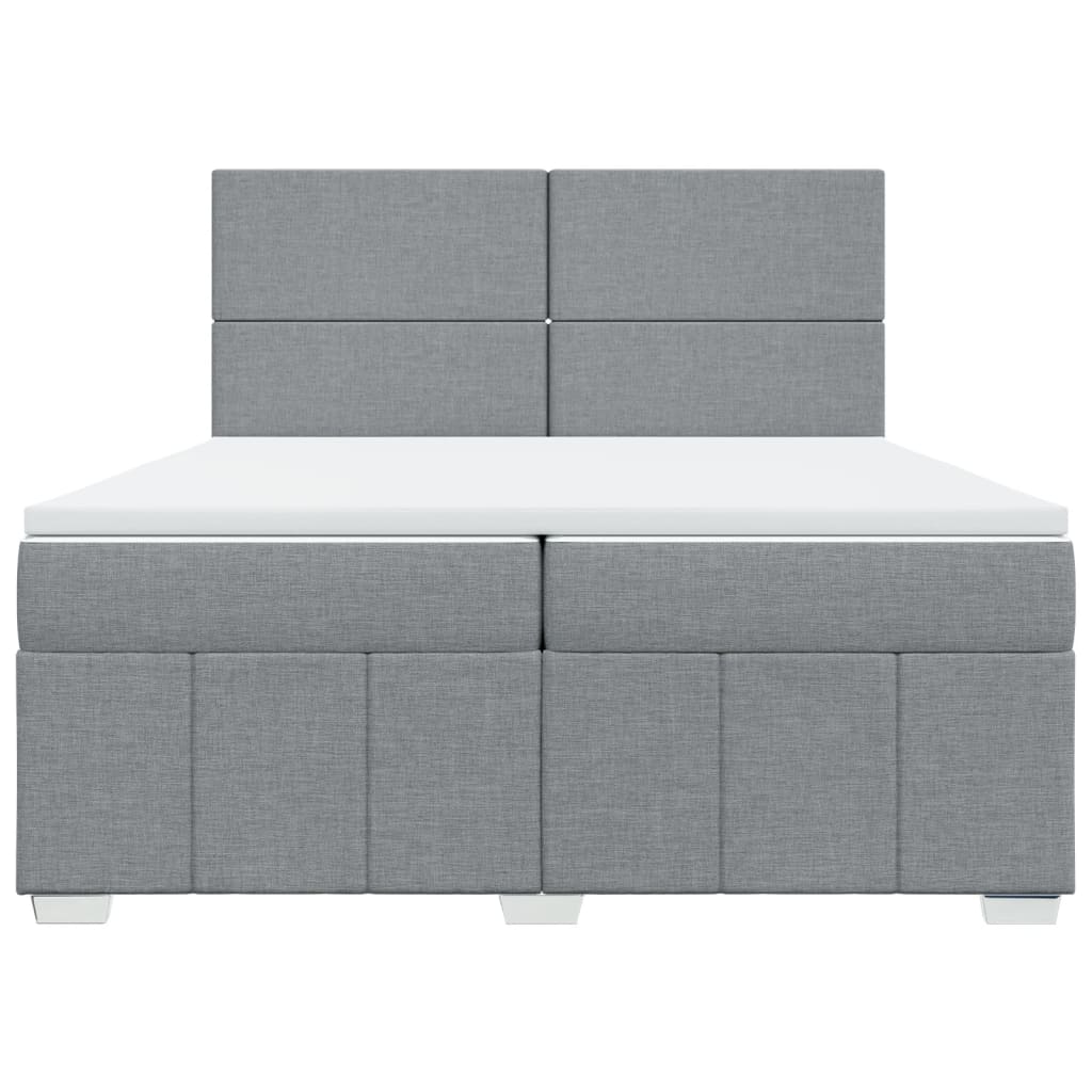 Boxspring met matras stof lichtgrijs 200x200 cm is nu te koop bij PeponiXL, paradijselijk wonen!