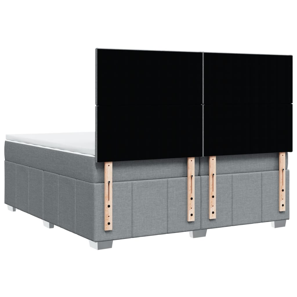 Boxspring met matras stof lichtgrijs 200x200 cm is nu te koop bij PeponiXL, paradijselijk wonen!