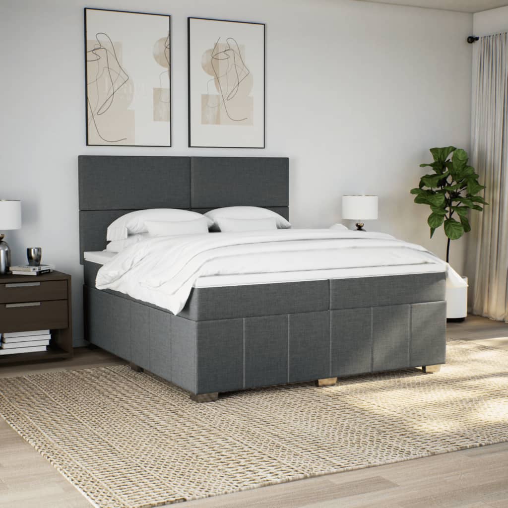 Boxspring met matras stof donkergrijs 200x200 cm is nu te koop bij PeponiXL, paradijselijk wonen!