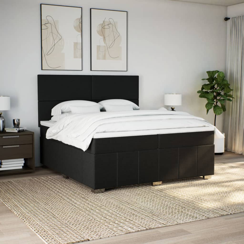 Boxspring met matras stof zwart 200x200 cm is nu te koop bij PeponiXL, paradijselijk wonen!