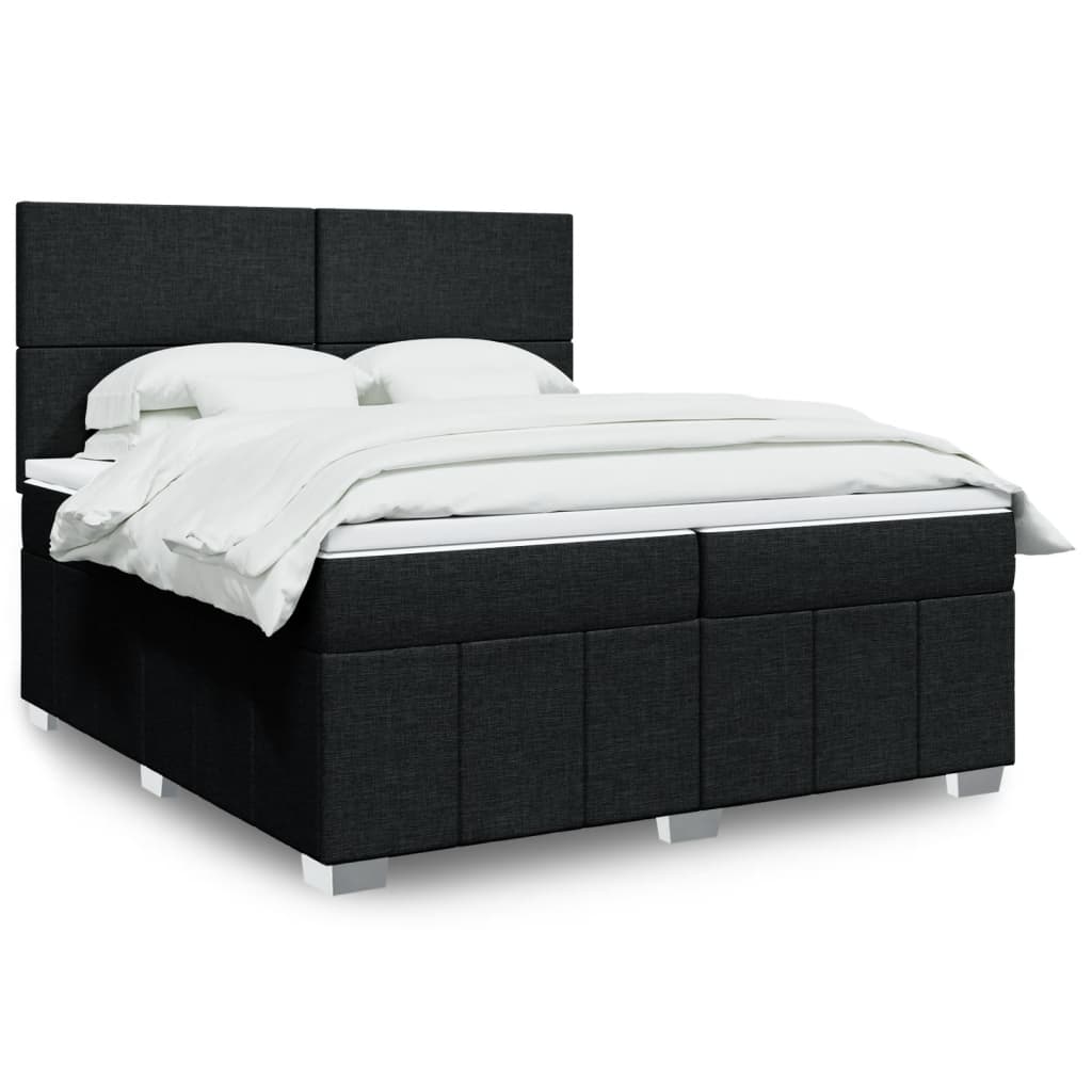 Boxspring met matras stof zwart 200x200 cm is nu te koop bij PeponiXL, paradijselijk wonen!