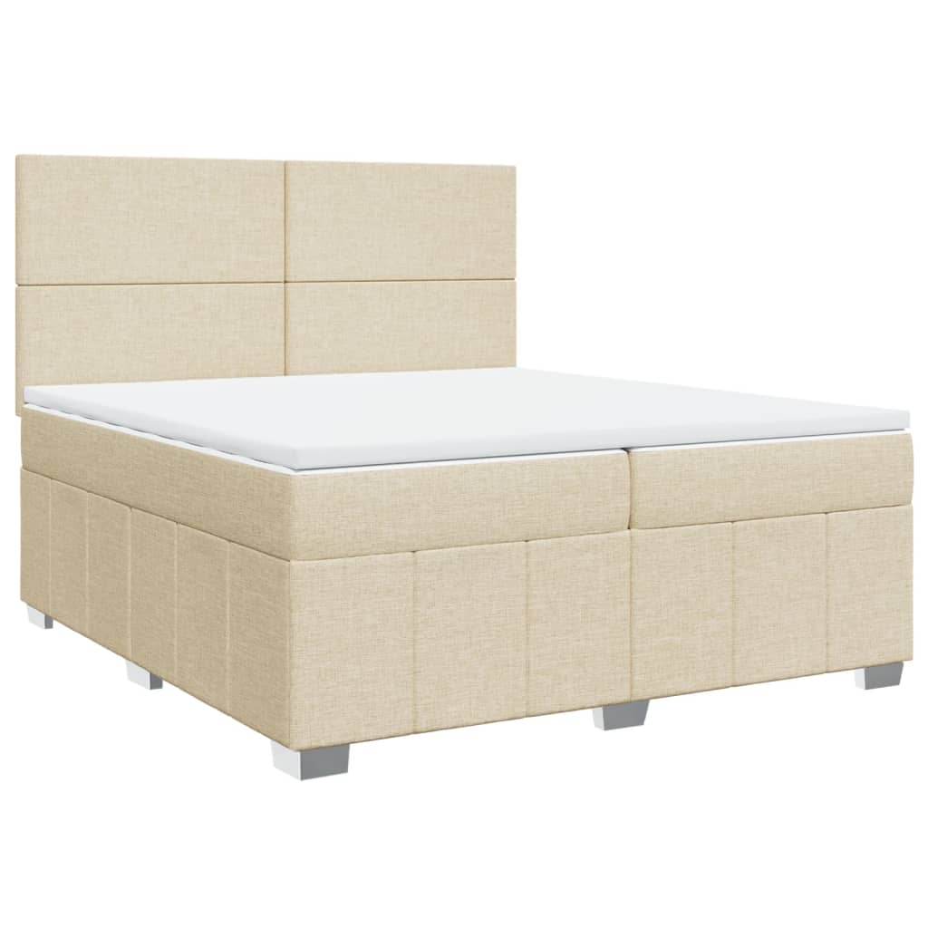 Boxspring met matras stof crèmekleurig 200x200 cm is nu te koop bij PeponiXL, paradijselijk wonen!
