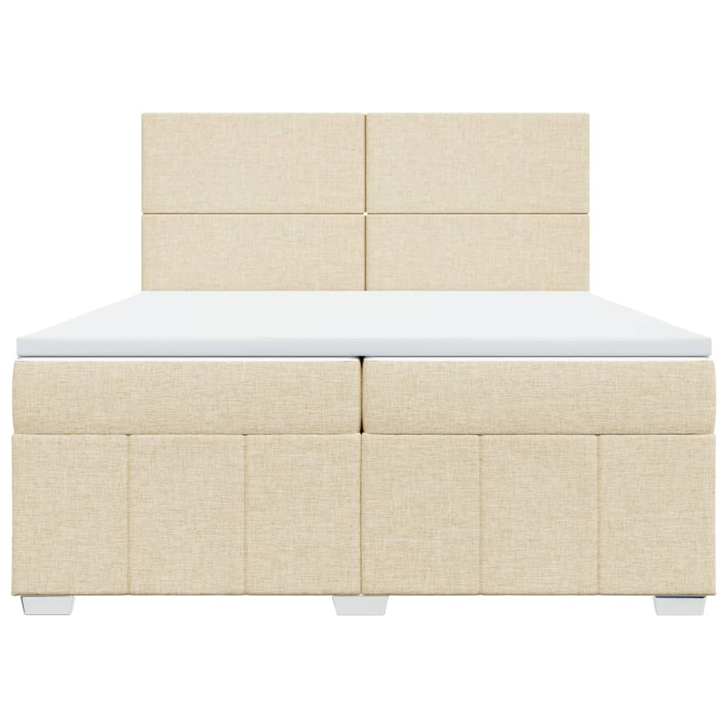 Boxspring met matras stof crèmekleurig 200x200 cm is nu te koop bij PeponiXL, paradijselijk wonen!
