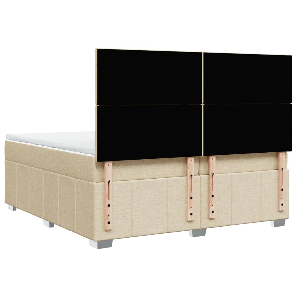 Boxspring met matras stof crèmekleurig 200x200 cm is nu te koop bij PeponiXL, paradijselijk wonen!