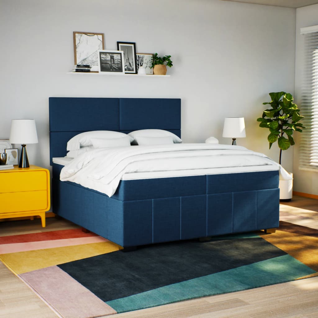Boxspring met matras stof blauw 200x200 cm is nu te koop bij PeponiXL, paradijselijk wonen!