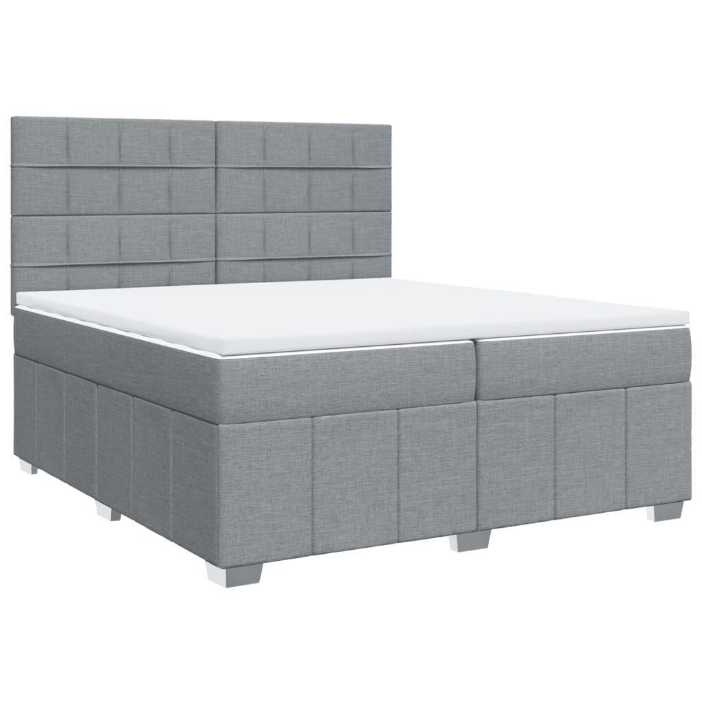 Boxspring met matras stof lichtgrijs 200x200 cm is nu te koop bij PeponiXL, paradijselijk wonen!