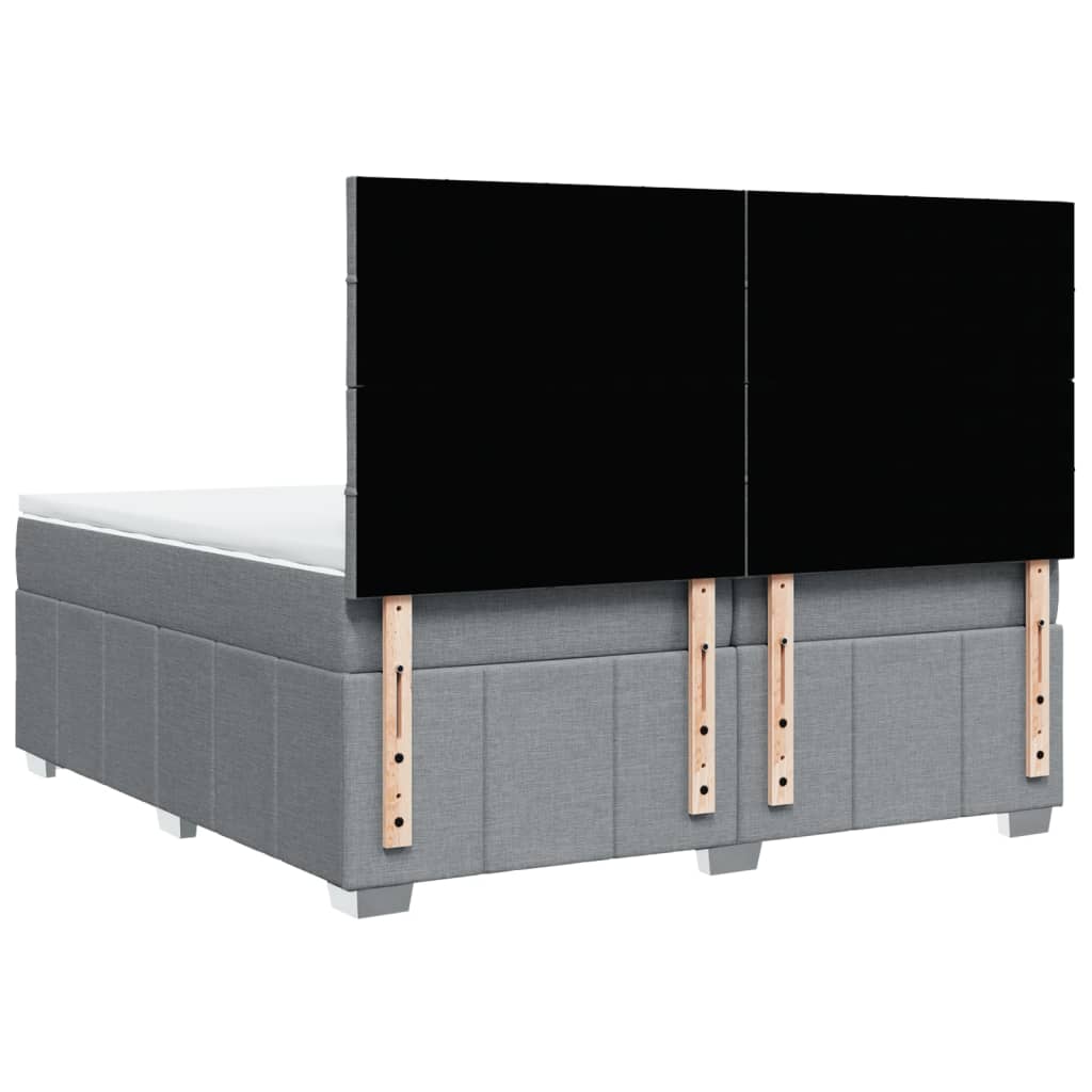 Boxspring met matras stof lichtgrijs 200x200 cm is nu te koop bij PeponiXL, paradijselijk wonen!