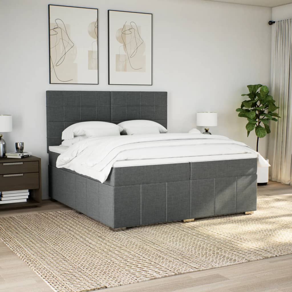 Boxspring met matras stof donkergrijs 200x200 cm is nu te koop bij PeponiXL, paradijselijk wonen!