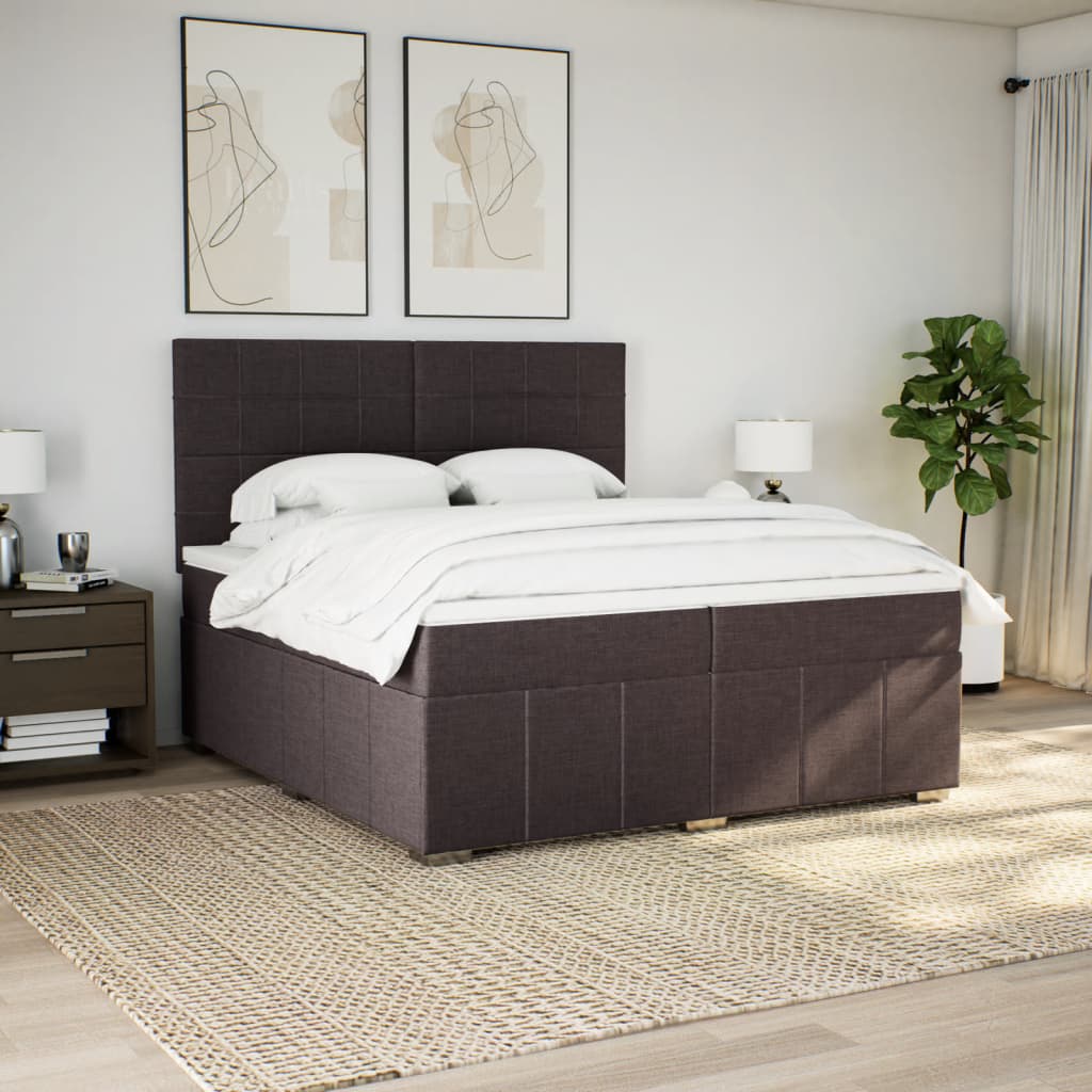 Boxspring met matras stof donkerbruin 200x200 cm is nu te koop bij PeponiXL, paradijselijk wonen!