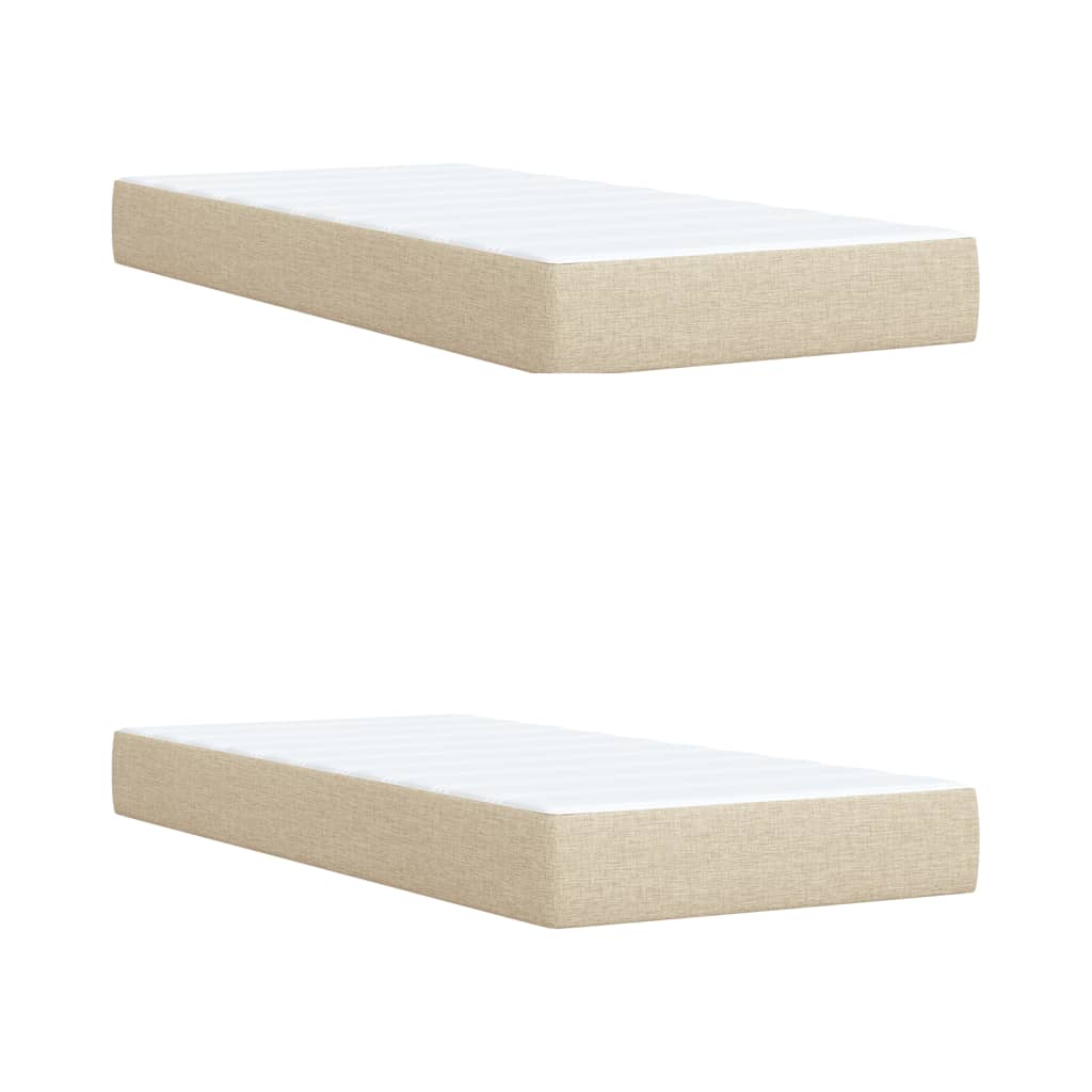 Boxspring met matras stof crèmekleurig 200x200 cm is nu te koop bij PeponiXL, paradijselijk wonen!