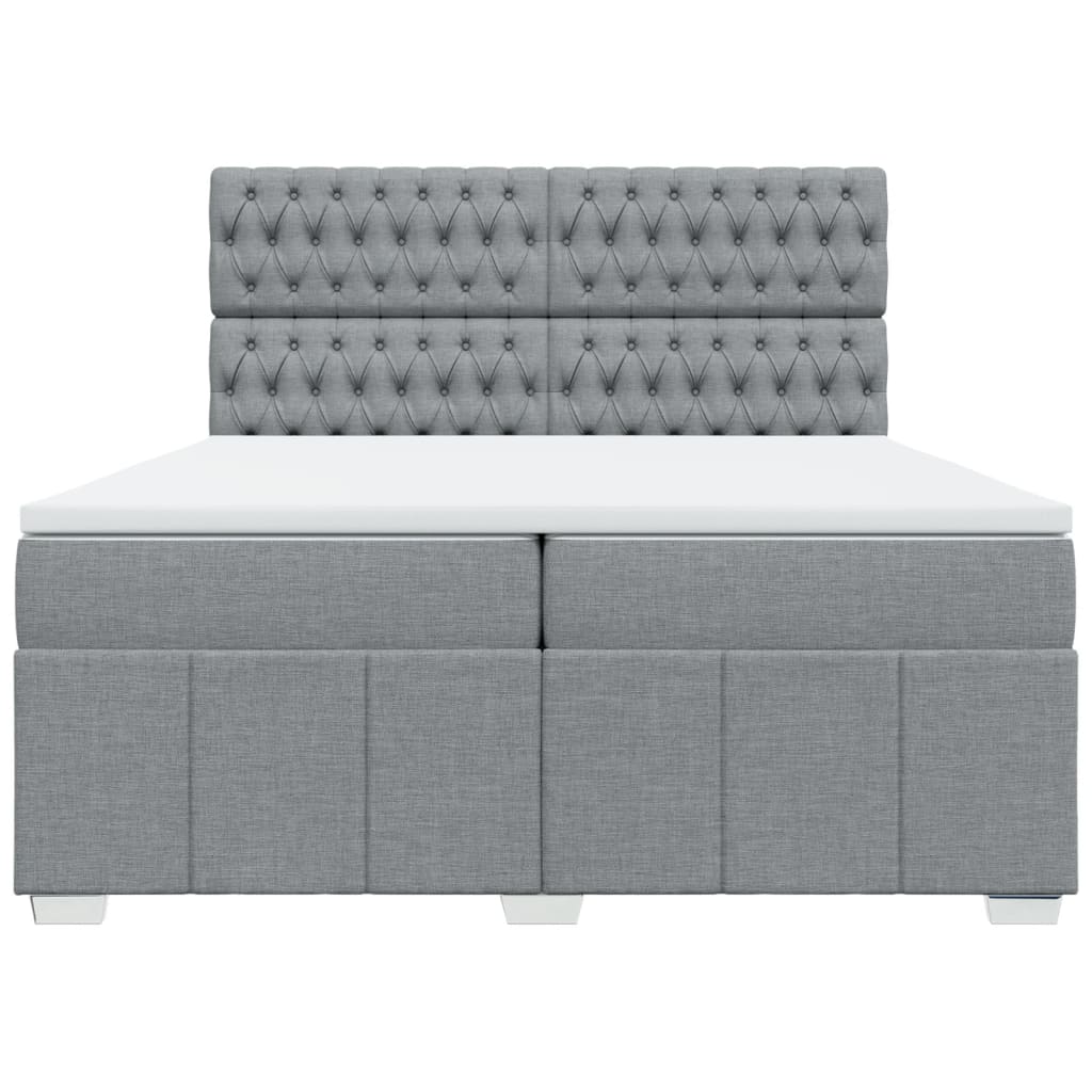 Boxspring met matras stof lichtgrijs 200x200 cm is nu te koop bij PeponiXL, paradijselijk wonen!