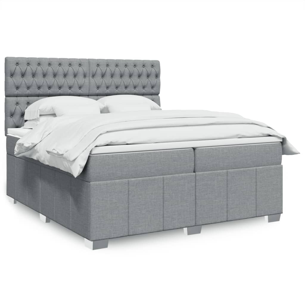 Boxspring met matras stof lichtgrijs 200x200 cm is nu te koop bij PeponiXL, paradijselijk wonen!