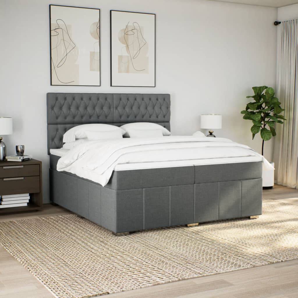 Boxspring met matras stof donkergrijs 200x200 cm is nu te koop bij PeponiXL, paradijselijk wonen!