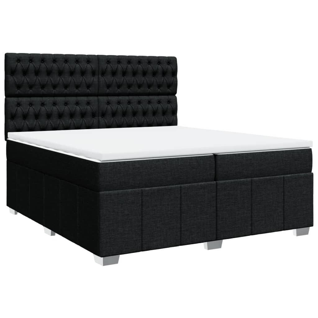 Boxspring met matras stof zwart 200x200 cm is nu te koop bij PeponiXL, paradijselijk wonen!