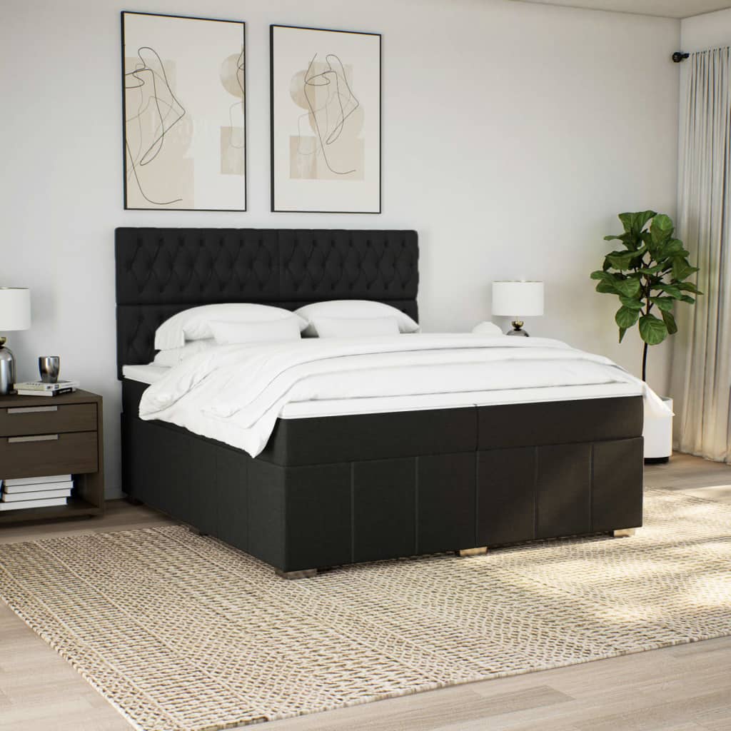 Boxspring met matras stof zwart 200x200 cm is nu te koop bij PeponiXL, paradijselijk wonen!