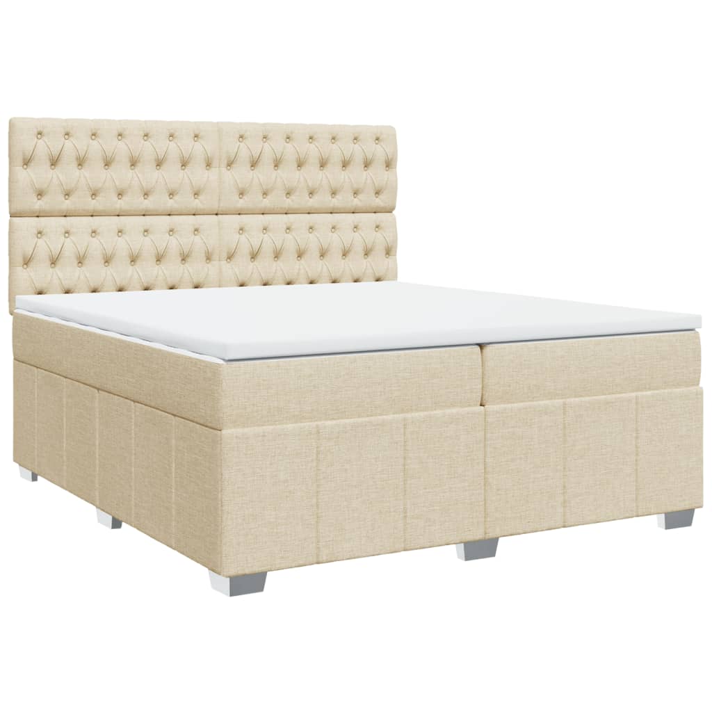 Boxspring met matras stof crèmekleurig 200x200 cm is nu te koop bij PeponiXL, paradijselijk wonen!