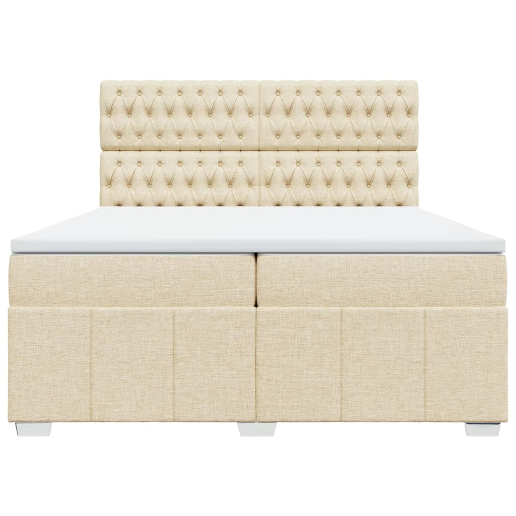 Boxspring met matras stof crèmekleurig 200x200 cm is nu te koop bij PeponiXL, paradijselijk wonen!