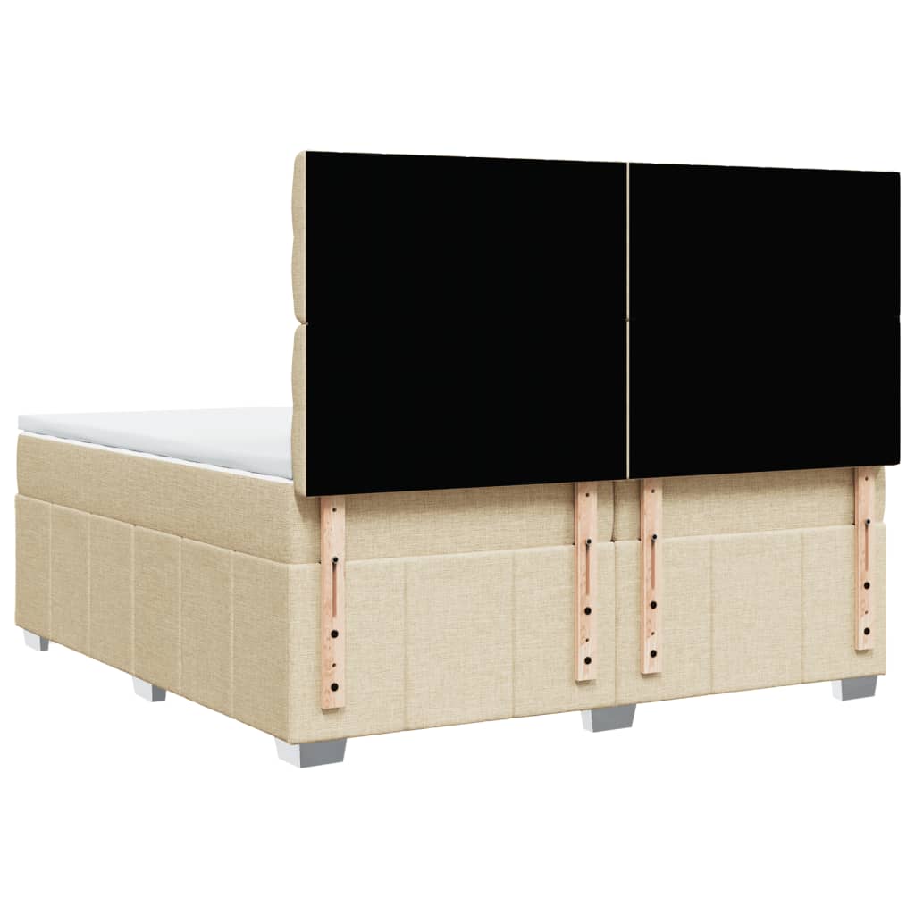 Boxspring met matras stof crèmekleurig 200x200 cm is nu te koop bij PeponiXL, paradijselijk wonen!