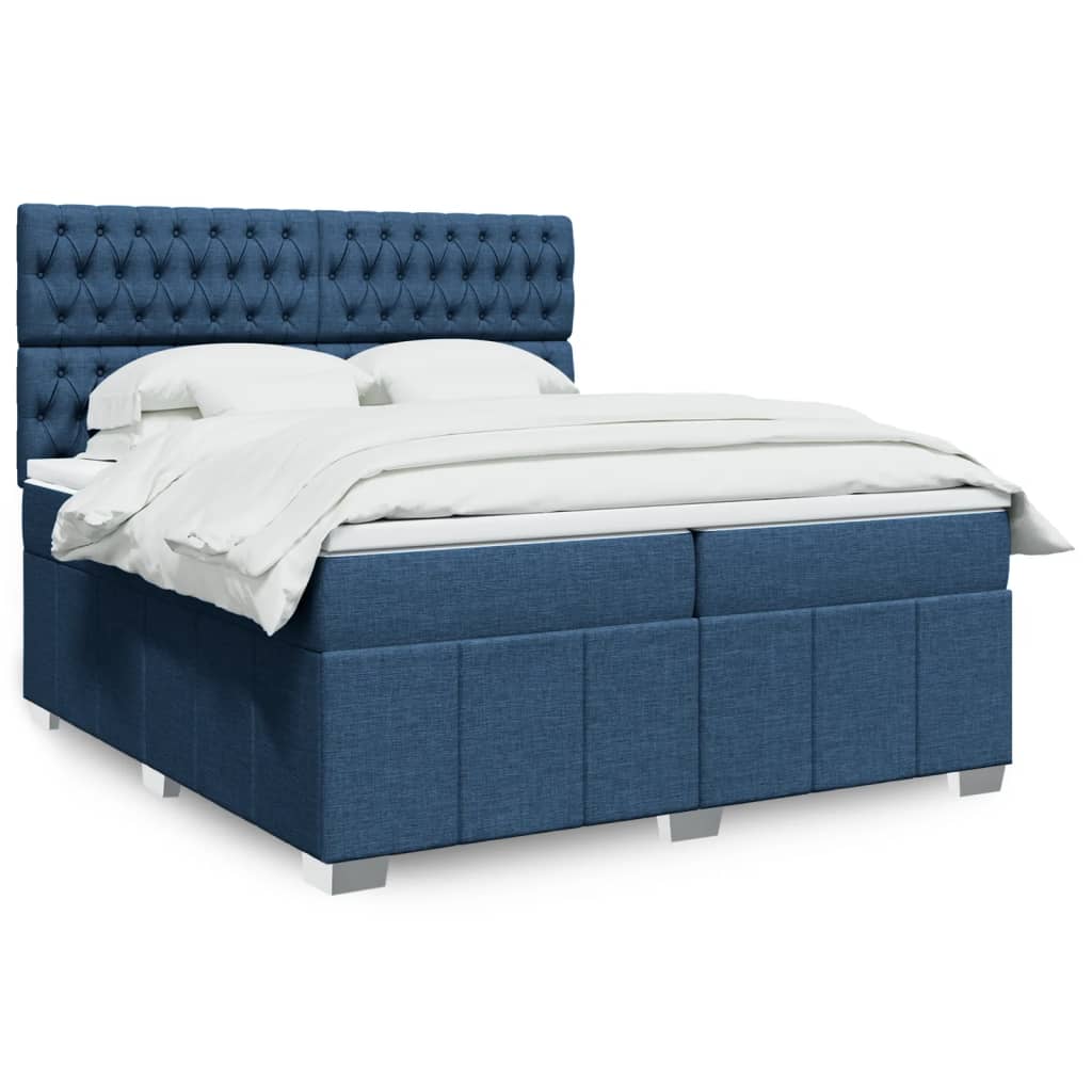 Boxspring met matras stof blauw 200x200 cm is nu te koop bij PeponiXL, paradijselijk wonen!