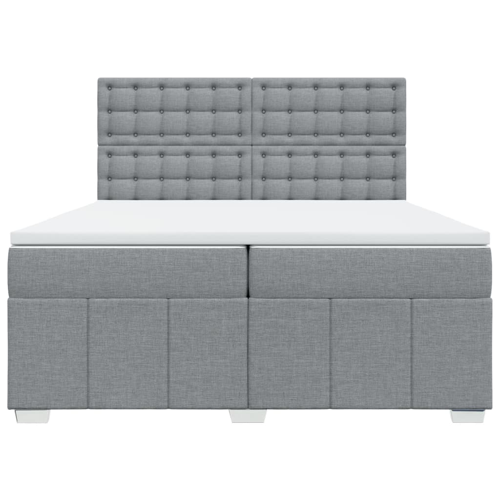 Boxspring met matras stof lichtgrijs 200x200 cm is nu te koop bij PeponiXL, paradijselijk wonen!