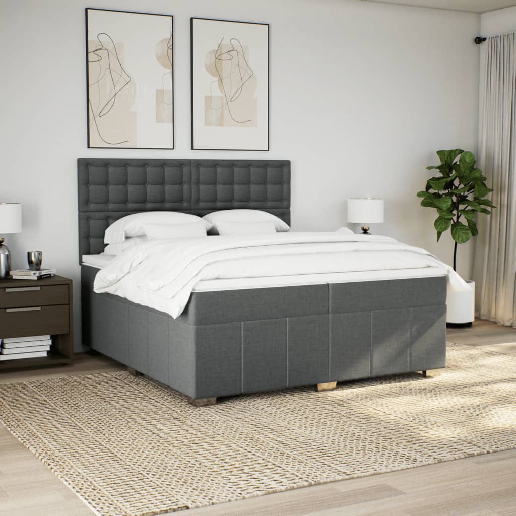 Boxspring met matras stof donkergrijs 200x200 cm is nu te koop bij PeponiXL, paradijselijk wonen!